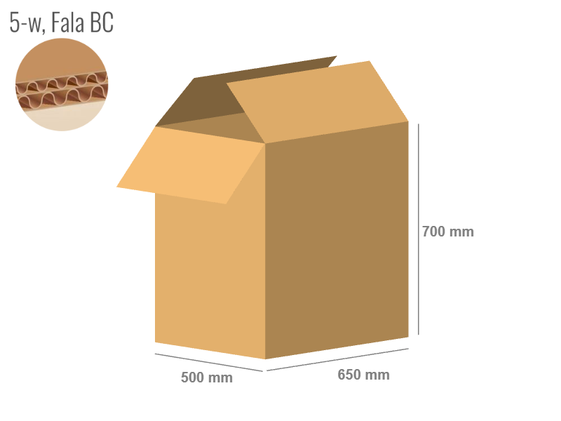 Cardboard box 650x500x700 - with Flaps (Fefco 201) - Double Wall (5-layer)