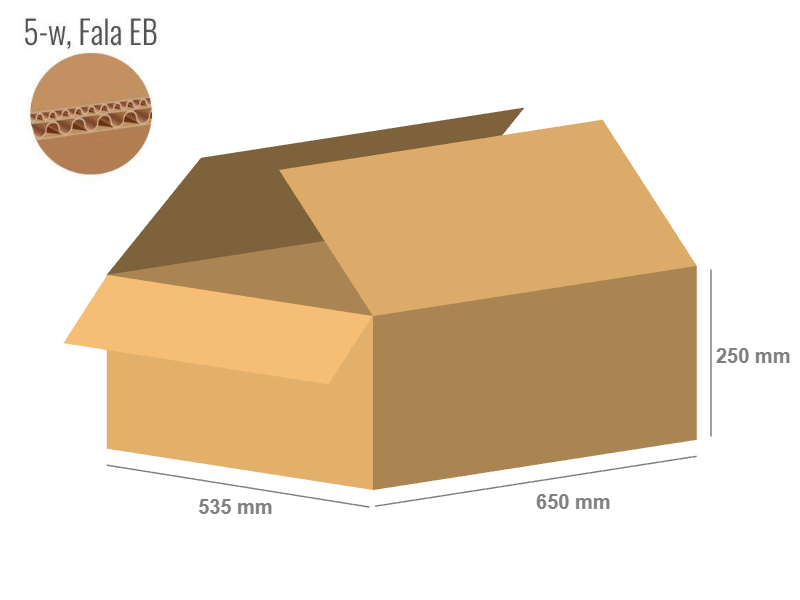 Cardboard box 650x535x250 - with Flaps (Fefco 201) - Double Wall (5-layer)