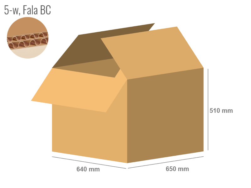 Cardboard box 650x640x510 - with Flaps (Fefco 201) - Double Wall (5-layer)