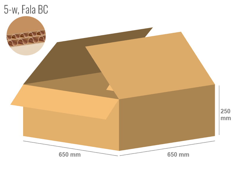 Cardboard box 650x650x250 - with Flaps (Fefco 201) - Double Wall (5-layer)