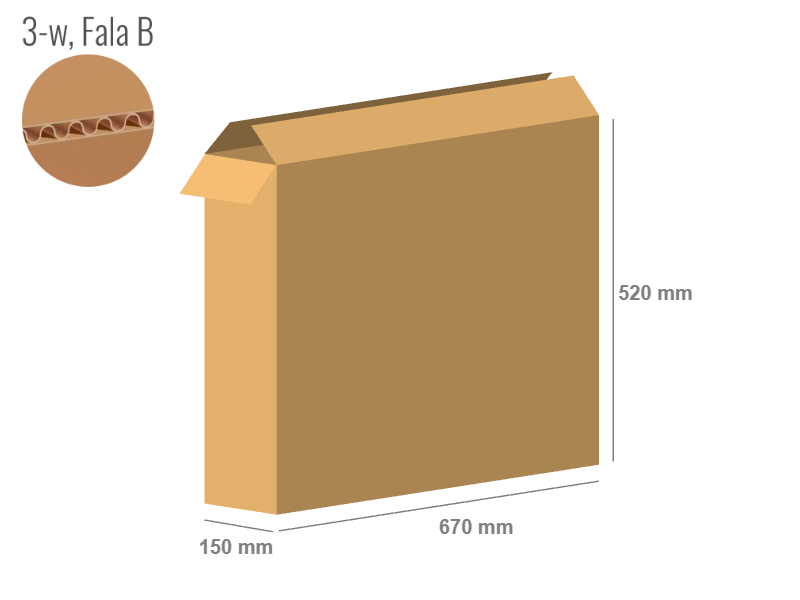 Cardboard box 670x150x520 - with Flaps (Fefco 201) - Single Wall (3-layer)