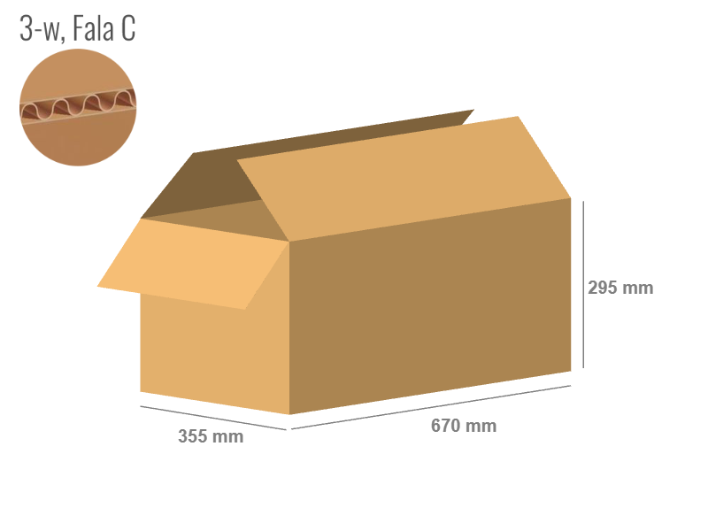 Cardboard box 670x355x295 - with Flaps (Fefco 201) - Single Wall (3-layer)