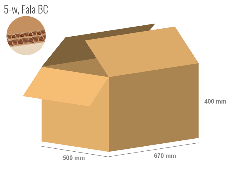 Cardboard box 670x500x400 - with Flaps (Fefco 201) - Double Wall (5-layer)