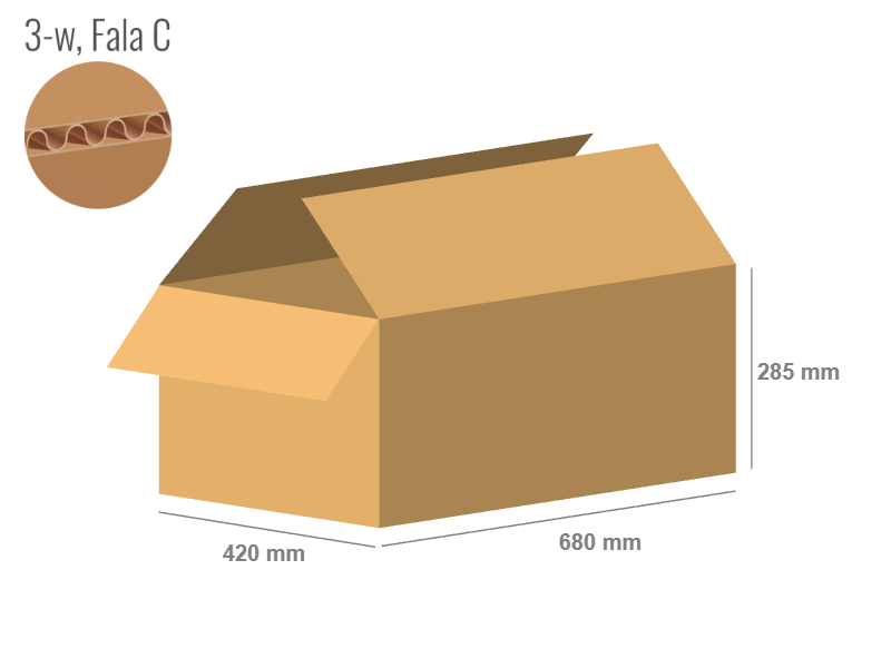 Cardboard box 680x420x285 - with Flaps (Fefco 201) - Single Wall (3-layer)