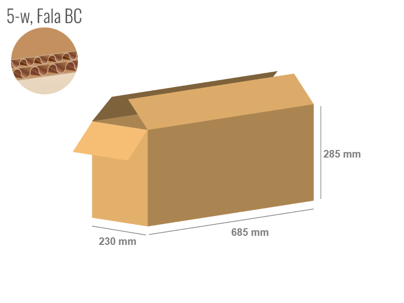 Cardboard box 685x230x285 - with Flaps (Fefco 201) - Double Wall (5-layer)