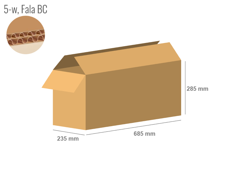 Cardboard box 685x235x285 - with Flaps (Fefco 201) - Double Wall (5-layer)