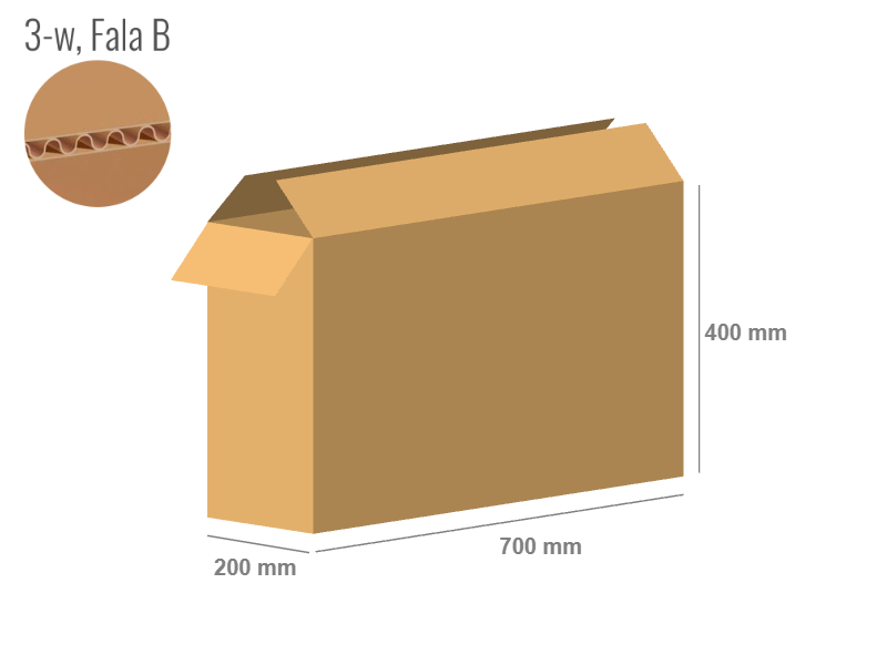 Cardboard box 700x200x400 - with Flaps (Fefco 201) - Single Wall (3-layer)