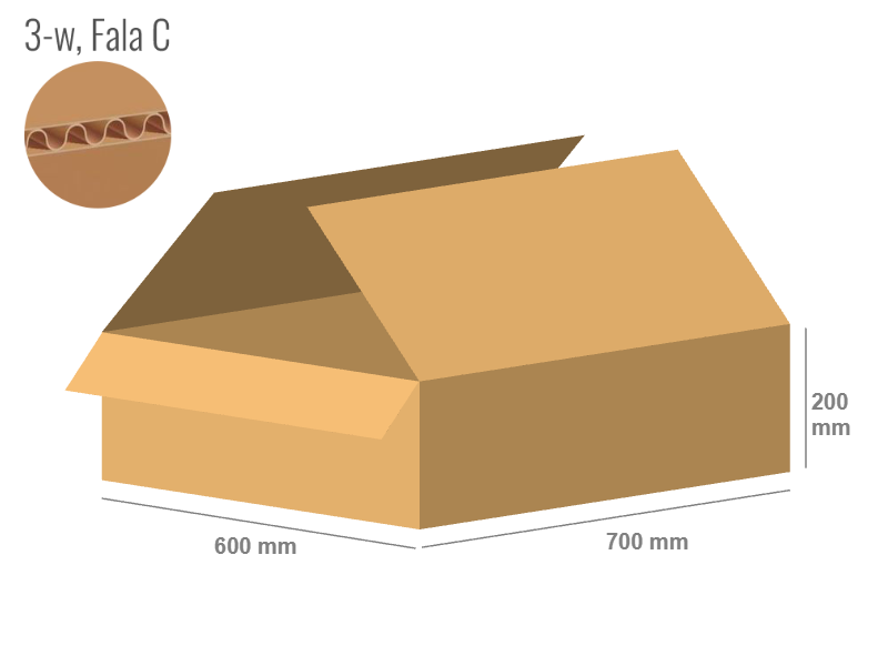 Cardboard box 700x600x200 - with Flaps (Fefco 201) - Single Wall (3-layer)