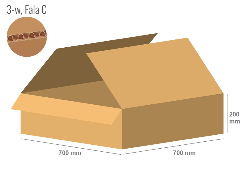 Cardboard box 700x700x200 - with Flaps (Fefco 201) - Single Wall (3-layer)