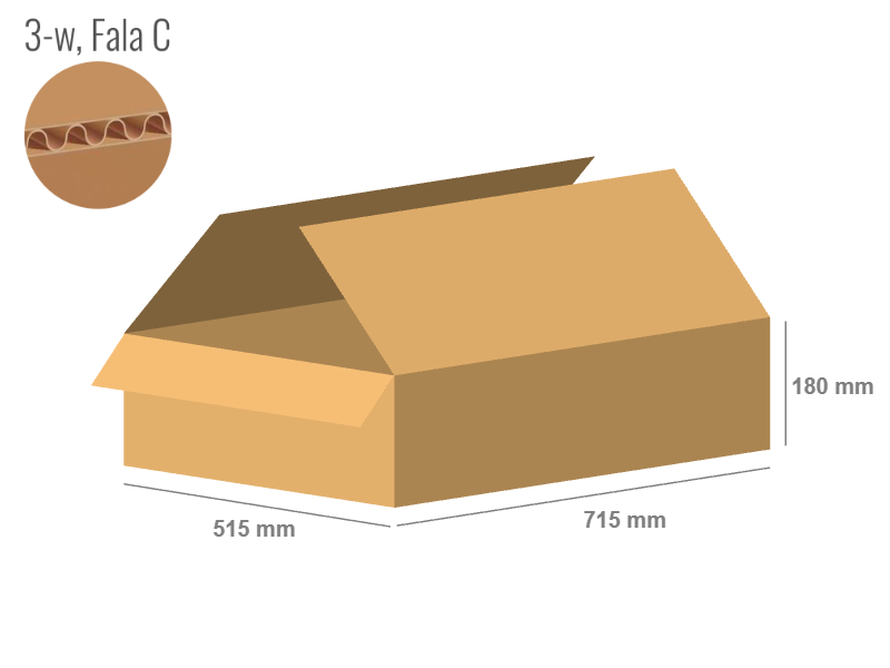 Cardboard box 715x515x180 - with Flaps (Fefco 201) - Single Wall (3-layer)
