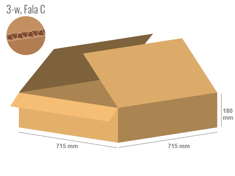 Cardboard box 715x715x180 - with Flaps (Fefco 201) - Single Wall (3-layer)