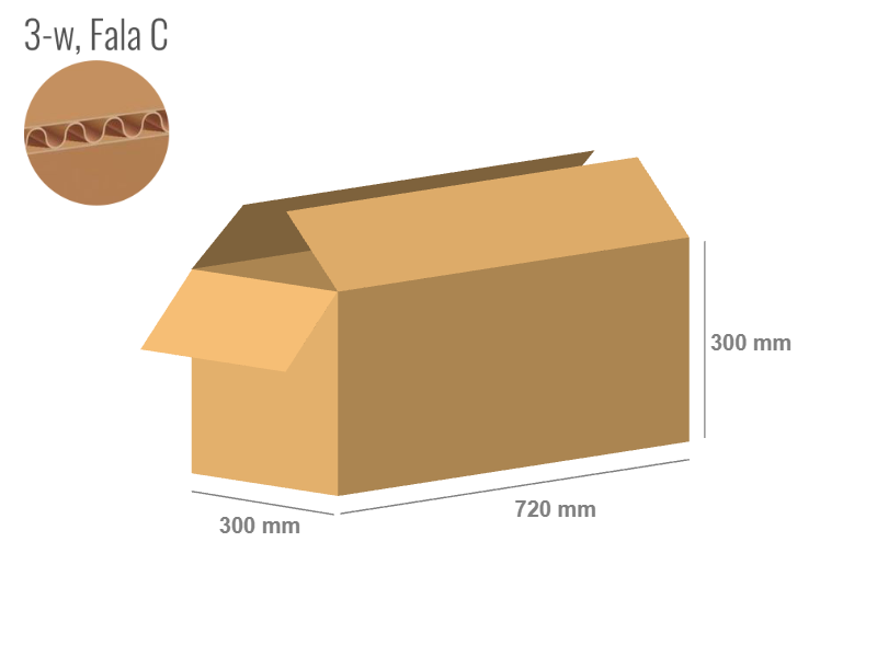 Cardboard box 720x300x300 - with Flaps (Fefco 201) - Single Wall (3-layer)