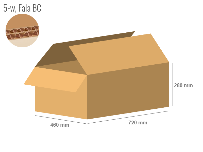 Cardboard box 720x460x280 - with Flaps (Fefco 201) - Double Wall (5-layer)