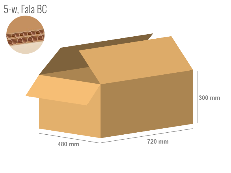 Cardboard box 720x480x300 - with Flaps (Fefco 201) - Double Wall (5-layer)