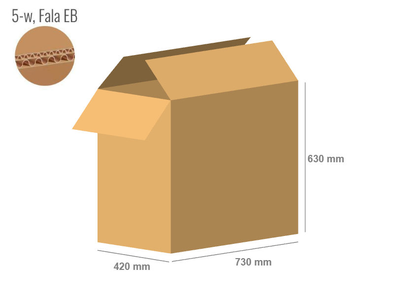 Cardboard box 730x420x630 - with Flaps (Fefco 201) - Double Wall (5-layer)