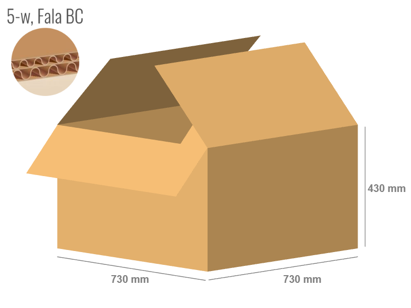 Cardboard box 730x730x430 - with Flaps (Fefco 201) - Double Wall (5-layer)