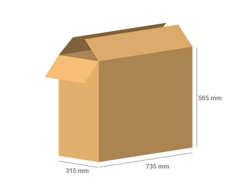 Cardboard box 735x315x565 - with Flaps (Fefco 201) - Single Wall (3-layer)