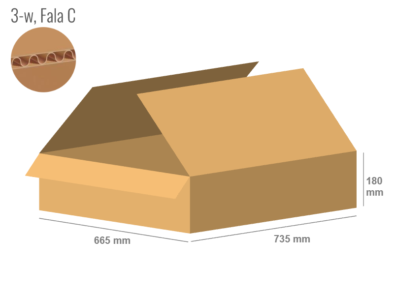 Cardboard box 735x665x180 - with Flaps (Fefco 201) - Single Wall (3-layer)