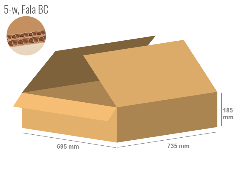 Cardboard box 735x695x185 - with Flaps (Fefco 201) - Double Wall (5-layer)