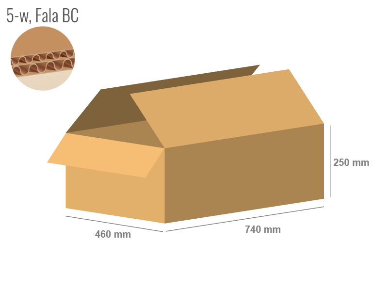 Cardboard box 740x460x250 - with Flaps (Fefco 201) - Double Wall (5-layer)