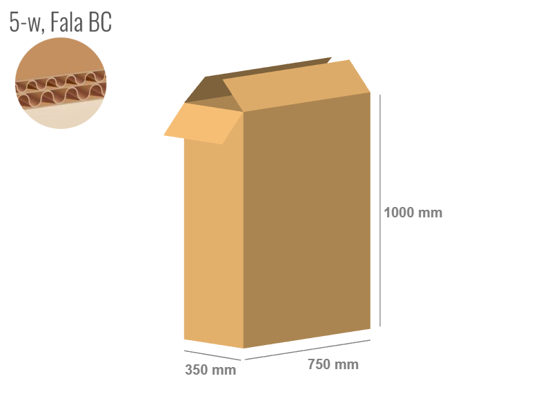 Cardboard box 750x350x1000 - with Flaps (Fefco 201) - Double Wall (5-layer)