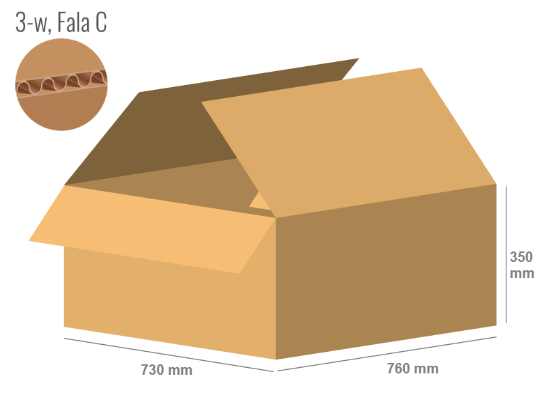 Cardboard box 760x730x350 - with Flaps (Fefco 201) - Single Wall (3-layer)