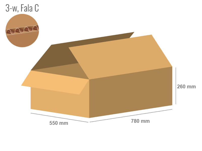 Cardboard box 780x550x260 - with Flaps (Fefco 201) - Single Wall (3-layer)