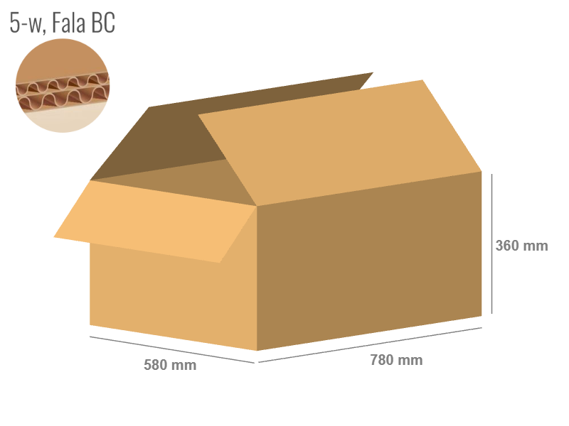 Cardboard box 780x580x360 - with Flaps (Fefco 201) - Double Wall (5-layer)