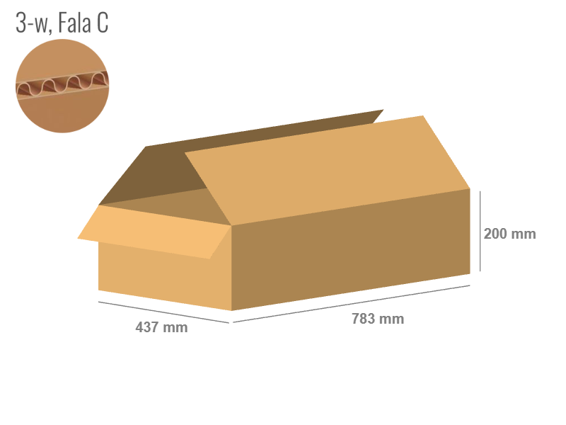 Cardboard box 783x437x200 - with Flaps (Fefco 201) - Single Wall (3-layer)