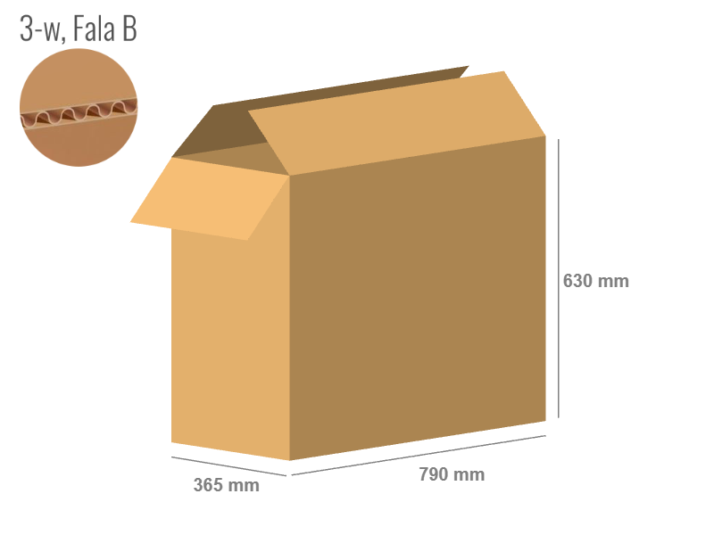 Cardboard box 790x365x630 - with Flaps (Fefco 201) - Single Wall (3-layer)