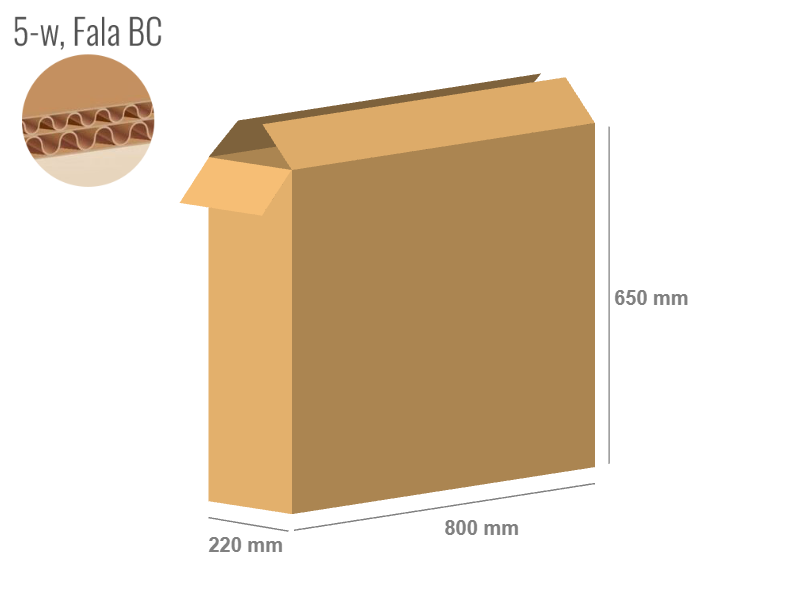 Cardboard box 800x220x650 - with Flaps (Fefco 201) - Double Wall (5-layer)
