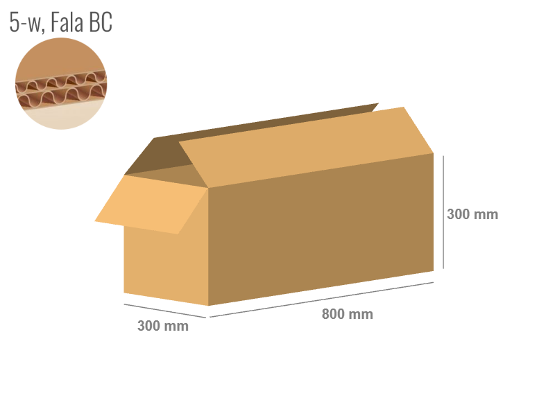 Cardboard box 800x300x300 - with Flaps (Fefco 201) - Double Wall (5-layer)