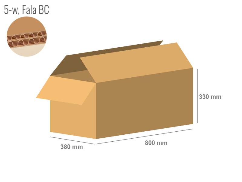 Cardboard box 800x380x330 - with Flaps (Fefco 201) - Double Wall (5-layer)