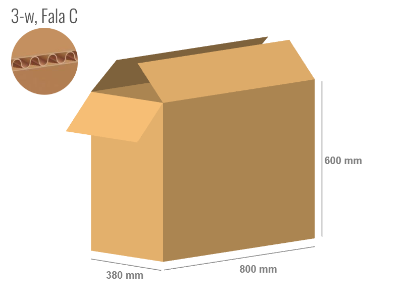 Cardboard box 800x380x600 - with Flaps (Fefco 201) - Single Wall (3-layer)