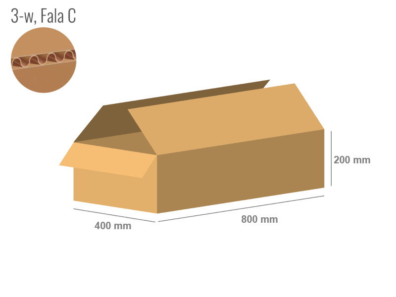 Cardboard box 800x400x200 - with Flaps (Fefco 201) - Single Wall (3-layer)