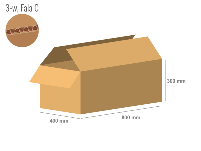 Cardboard box 800x400x300 - with Flaps (Fefco 201) - Single Wall (3-layer)