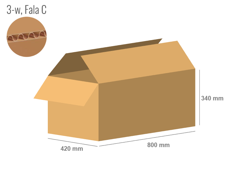 Cardboard box 800x420x340 - with Flaps (Fefco 201) - Single Wall (3-layer)