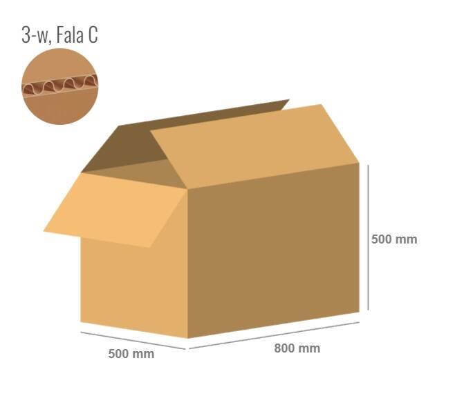 Cardboard box 800x500x500 - with Flaps (Fefco 201) - Single Wall (3-layer)