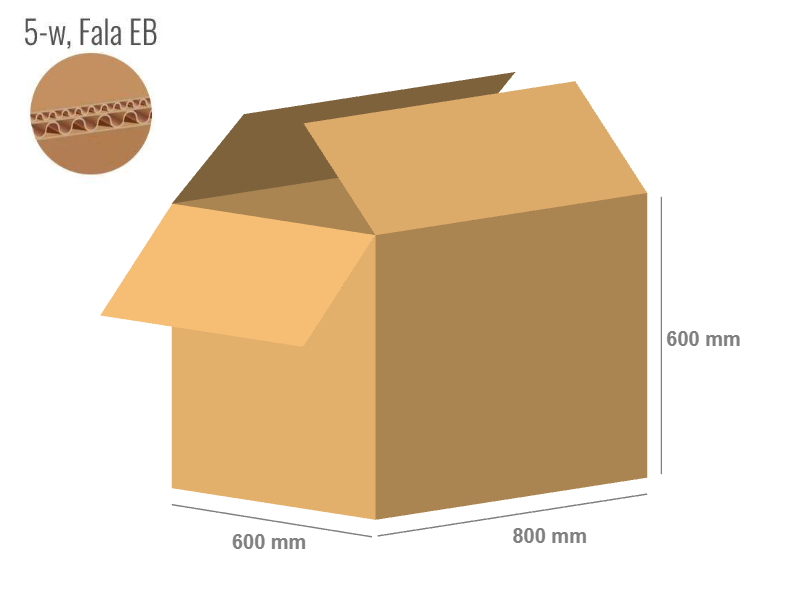 Cardboard box 800x600x600 - with Flaps (Fefco 201) - Double Wall (5-layer)