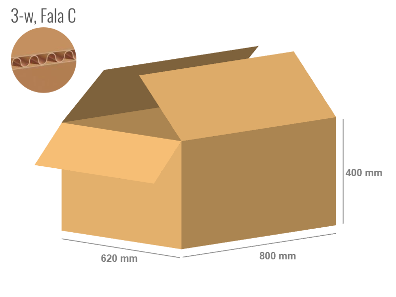 Cardboard box 800x620x400 - with Flaps (Fefco 201) - Single Wall (3-layer)