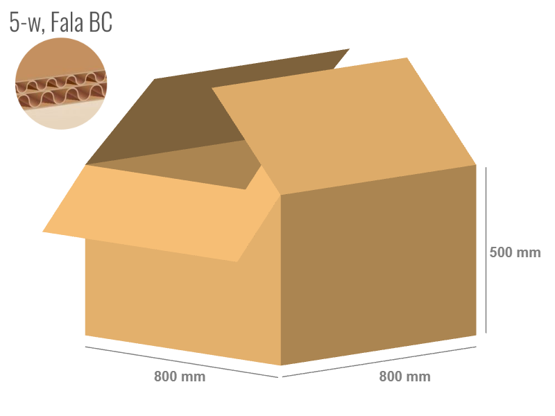 Cardboard box 800x800x500 - with Flaps (Fefco 201) - Double Wall (5-layer)