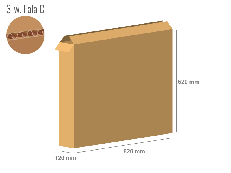 Cardboard box 820x120x620 - with Flaps (Fefco 201) - Single Wall (3-layer)