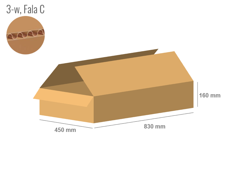 Cardboard box 830x450x160 - with Flaps (Fefco 201) - Single Wall (3-layer)