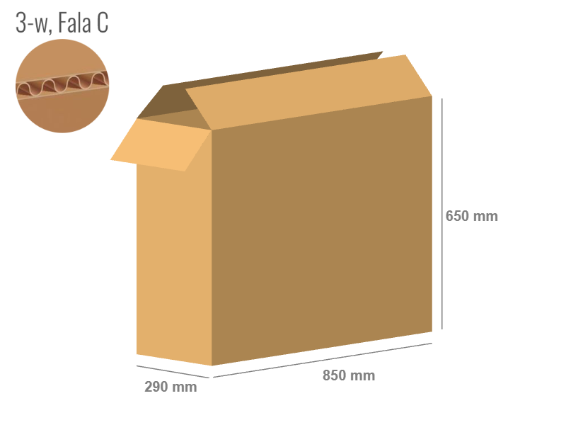 Cardboard box 850x290x650 - with Flaps (Fefco 201) - Single Wall (3-layer)