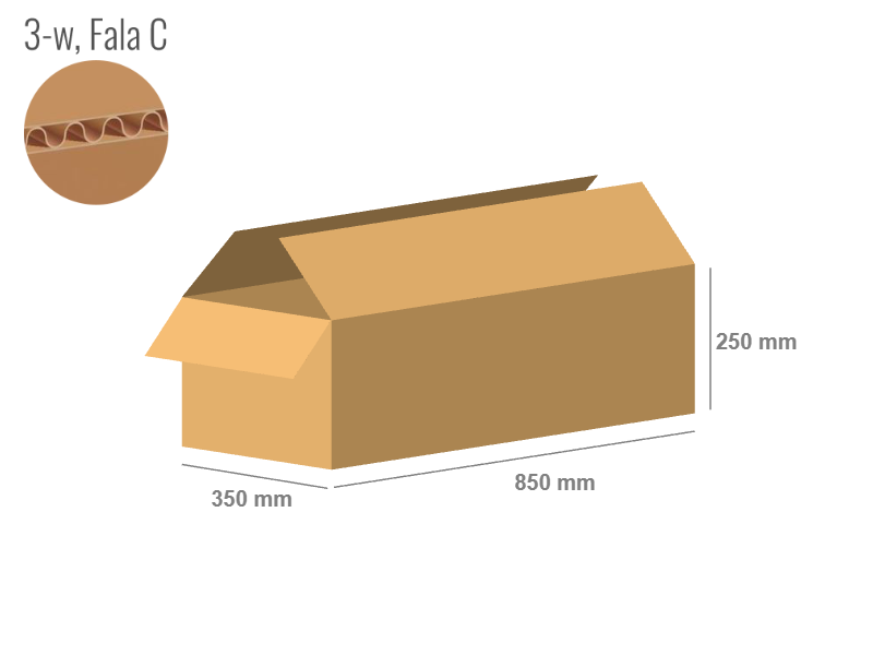 Cardboard box 850x350x250 - with Flaps (Fefco 201) - Single Wall (3-layer)