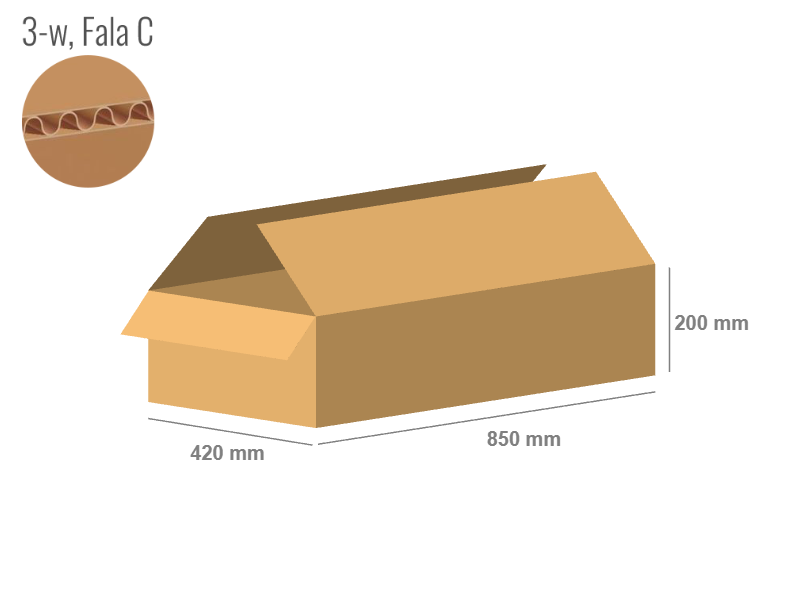 Cardboard box 850x420x200 - with Flaps (Fefco 201) - Single Wall (3-layer)