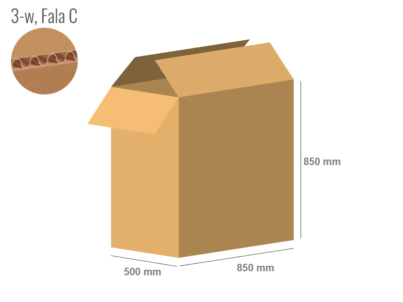 Cardboard box 850x500x850 - with Flaps (Fefco 201) - Single Wall (3-layer)