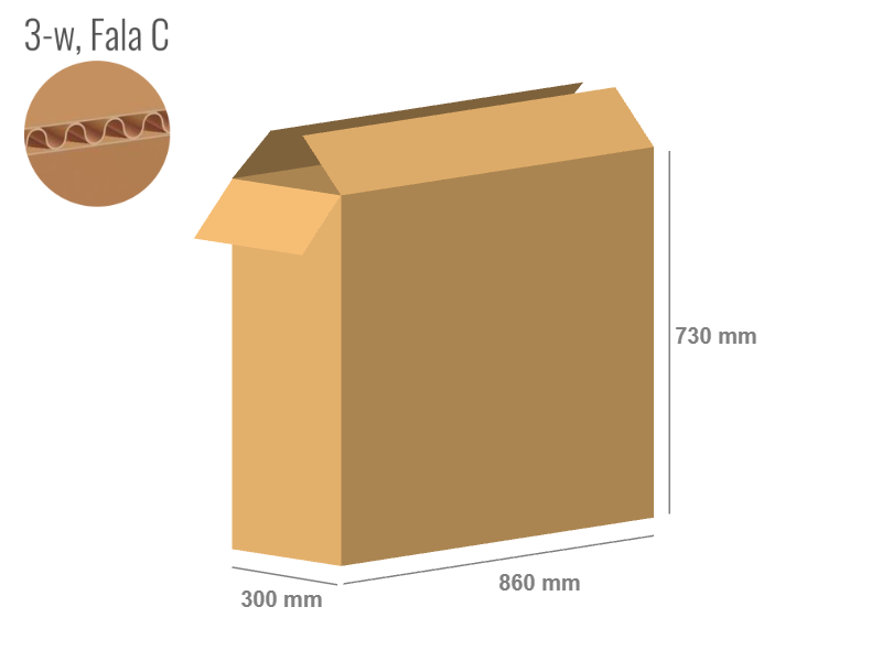 Cardboard box 860x300x730 - with Flaps (Fefco 201) - Single Wall (3-layer)