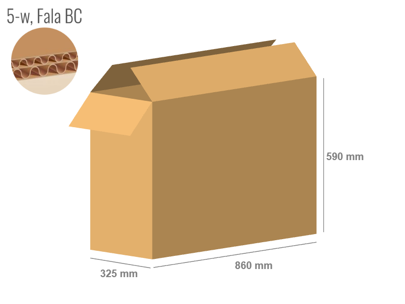 Cardboard box 860x325x590 - with Flaps (Fefco 201) - Double Wall (5-layer)
