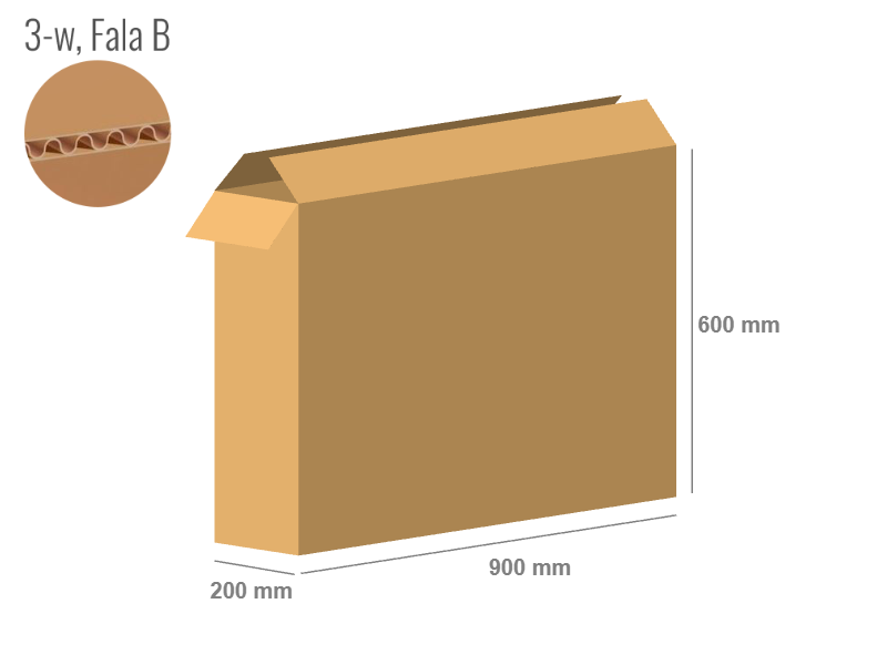 Cardboard box 900x200x600 - with Flaps (Fefco 201) - 3-layer (3w)